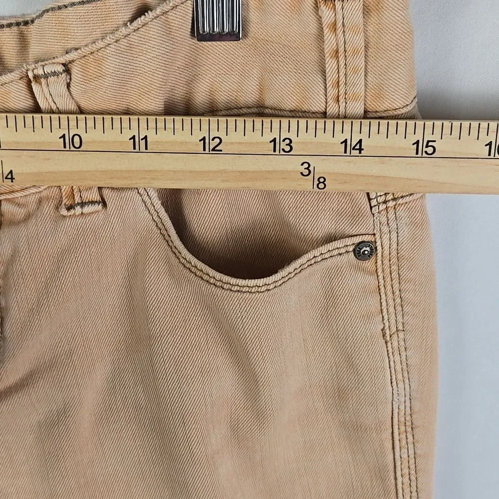 Free People Women's Tan‎ Low Rise Denim Jeans Tapered Spring Boho Skinny Sz 28